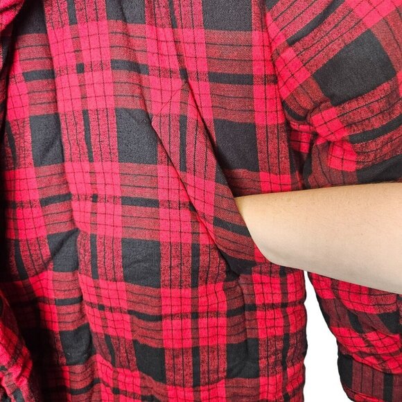 Omo Norma Kamali 80s Red & Black Buffalo Plaid Puffer Sleeping Bag Car Jacket OS - Picture 10 of 14